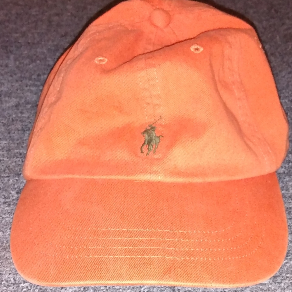 Men's Orange and green hat with leather strap